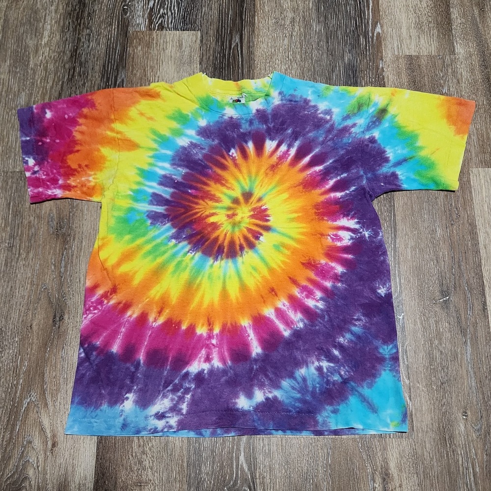 Vintage Fruit Of The Loom Made In USA Tie Dye T Shirt Single Stitch Mens Size L